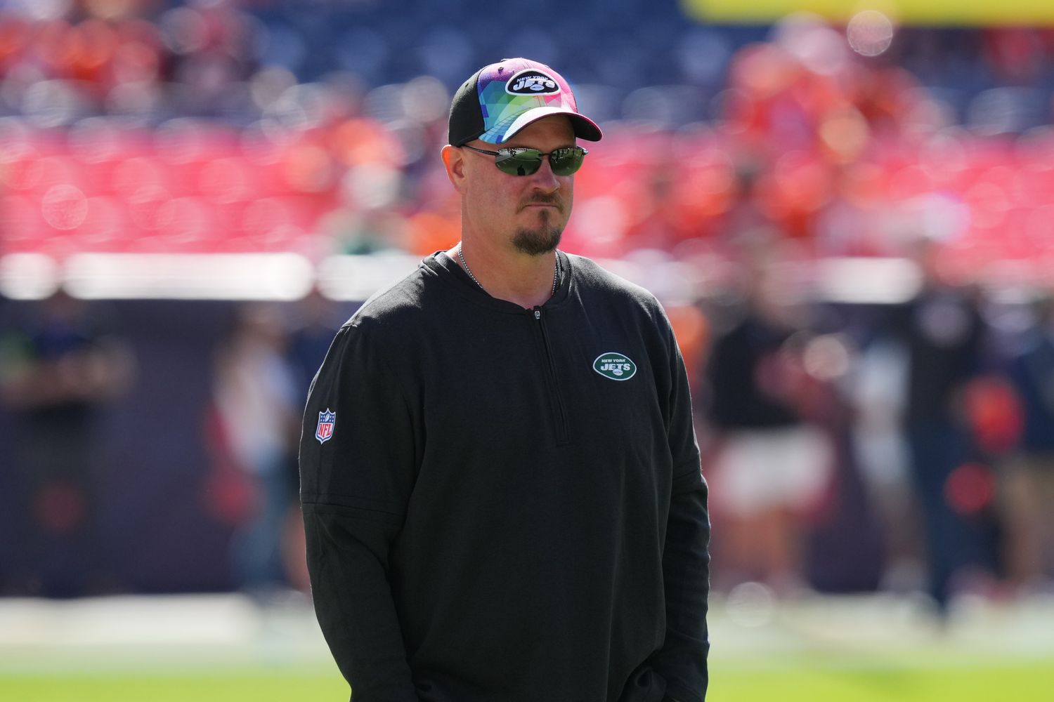 Jets' OC Nathaniel Hackett prior to a Week 5 game in Denver